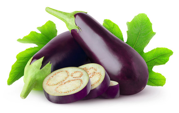 Fresh isolated eggplants