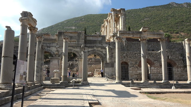 Ephesus Turkey Ancient Library of Celsus Roman ruins 4K 030