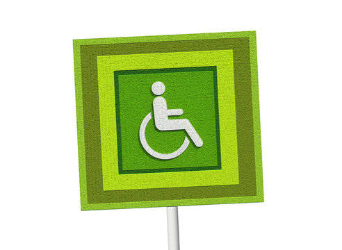 green handicap symbol sign isolated on white