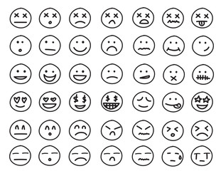 Collection of freehand drawing of emoticons.