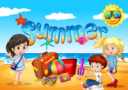 Children enjoy summer on the beach