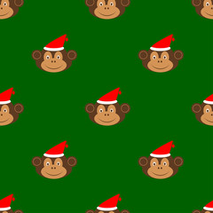Christmas monkey seamless pattern background