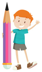 Little boy and giant pencil