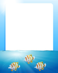 Fototapeta na wymiar Border design with fish swimming