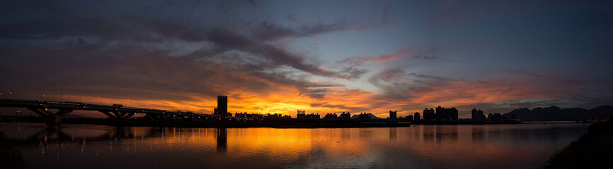 Beautiful sunset with red clouds in Taipei