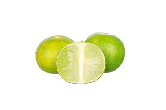 Sliced lime isolated on white background