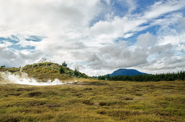 The Craters of the Moon is a geothermal walk located just north of Taupo. The walk features mud craters, steaming with geothermal activity.