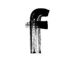 Letter f hand drawn with dry brush. Lowercase