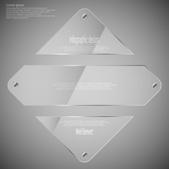 Glass rhombus divided to three parts infographic template on grey