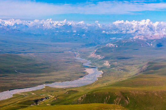 Aerial View of Central Asia Landscape