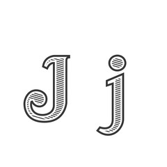 Font tattoo engraving letter J with shading