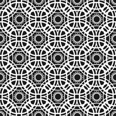 Monochrome seamless pattern with geometric ornament of of intertwined rhombuses.