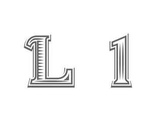 Font tattoo engraving letter L