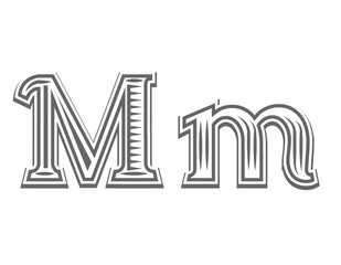 Font tattoo engraving letter M