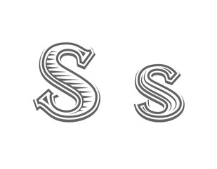 Font tattoo engraving letter S