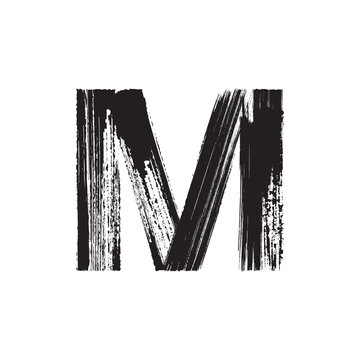 Letter M hand drawn with dry brush