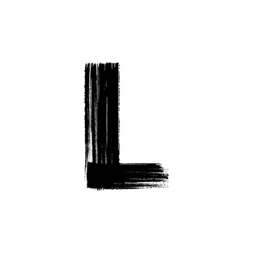Letter L hand drawn with dry brush