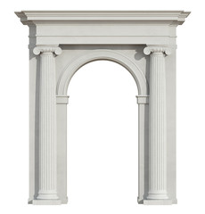 Front view of a classic arch on white - obrazy, fototapety, plakaty