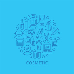 Cosmetics illustration with icons and signs