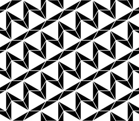Vector modern seamless sacred geometry pattern, black and white abstract geometric background, trendy print, monochrome retro texture, hipster fashion design