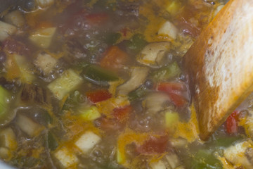 Cooking a veggies soup