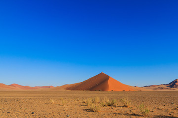 Fototapeta na wymiar Blue sky above red sand dune landscape Sossusvlei