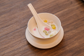 Colorful Bua Loy,Thai sweetmeat with colorful ball flour