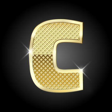 Vector Metal Gold Letter C