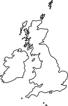 Doodle freehand outline sketch of Great Britain map. Vector illustration.