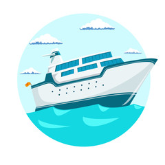 Cruise liner ship vector illustration - obrazy, fototapety, plakaty