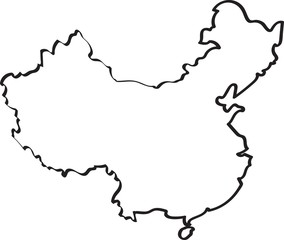 Freehand China map sketch on white background. Vector illustration.