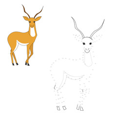 Connect the dots game gazelle vector illustration