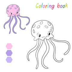 Coloring book jellyfish kids layout for game 