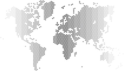 Dots world map on white background, vector illustration.