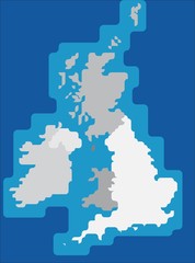 Obraz premium United Kingdom and Ireland outline map. Flat design. Vector illustration.