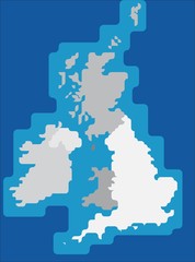 United Kingdom and Ireland outline map. Flat design. Vector illustration.
