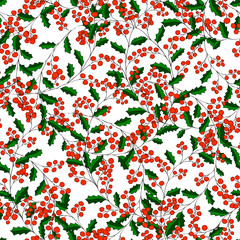 wreath of holly Christmas seamless