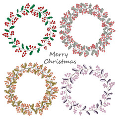 four wreath of holly Christmas greeting greeting card