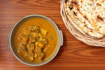 Indian naan bread with curry