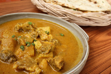 Indian naan bread with curry