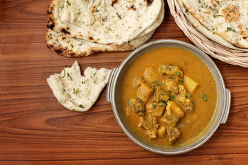 Indian naan bread with curry