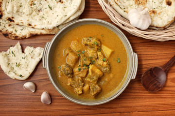Indian naan bread with curry