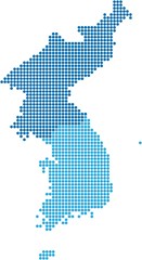 Fototapeta na wymiar Blue circle shape North and South Korea map on white background, vector illustration.