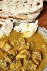 Indian naan bread with curry