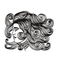 Female hand-drawn portrait.