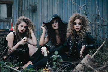 Three vintage witches gathered for the Sabbat