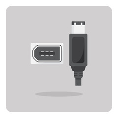 Vector of flat icon, FireWire connector on isolated background