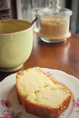 Butter cake with coffee cup