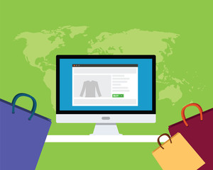 Fototapeta premium online e-commerce concept computer shop shopping bag