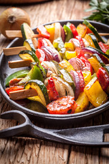 Vegetable skewers.